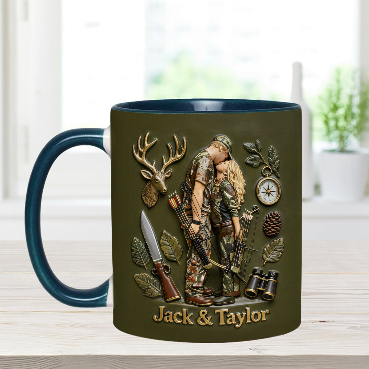 Individuell gestaltbar mit Foto – Personalisierter Jagd-Set-Becher mit Acryl-Rührstäbchen