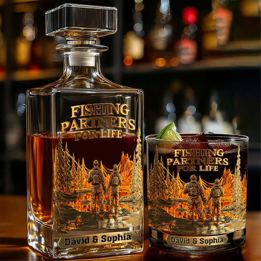 Angelpartner fürs Leben – Personalisiertes Whisky-Dekanter-Set zum Angeln