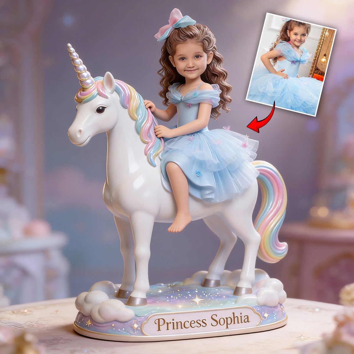 Dinosaurier- oder Einhorn-Geschenke für Kinder – personalisierte Acrylplakette in Kinderform