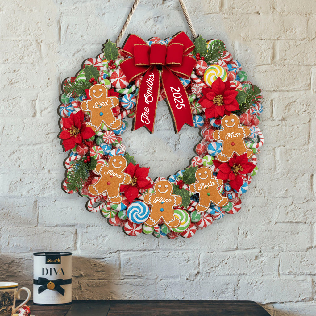 Lebkuchenfamilie – Personalisiertes, individuell geformtes Holzschild