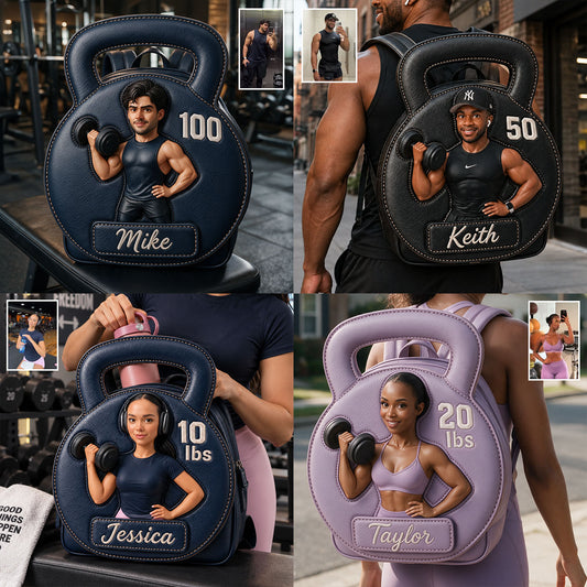 No Pain No Gain - Personalized Fitness Changeable Leather Patch Backpack