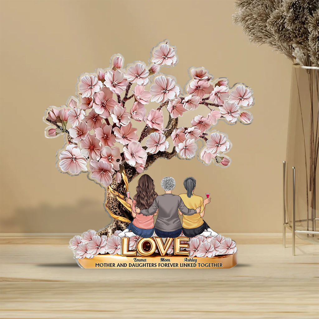 Mutter und Töchter – für immer verbunden – Personalisierte Acrylplakette in individueller Form für die Mutter