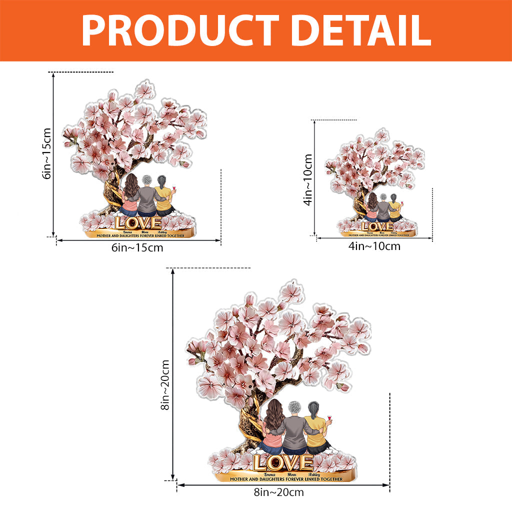 Mutter und Töchter – für immer verbunden – Personalisierte Acrylplakette in individueller Form für die Mutter