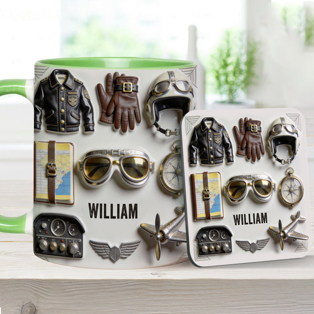 Taste Flight - Personalized Pilot Accent Mug & Coaster