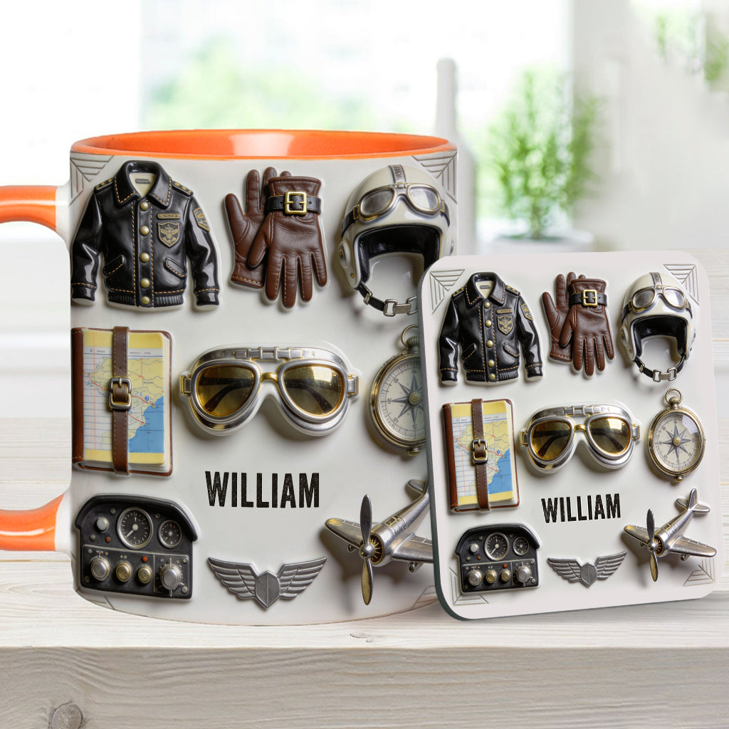 Taste Flight - Personalized Pilot Accent Mug & Coaster