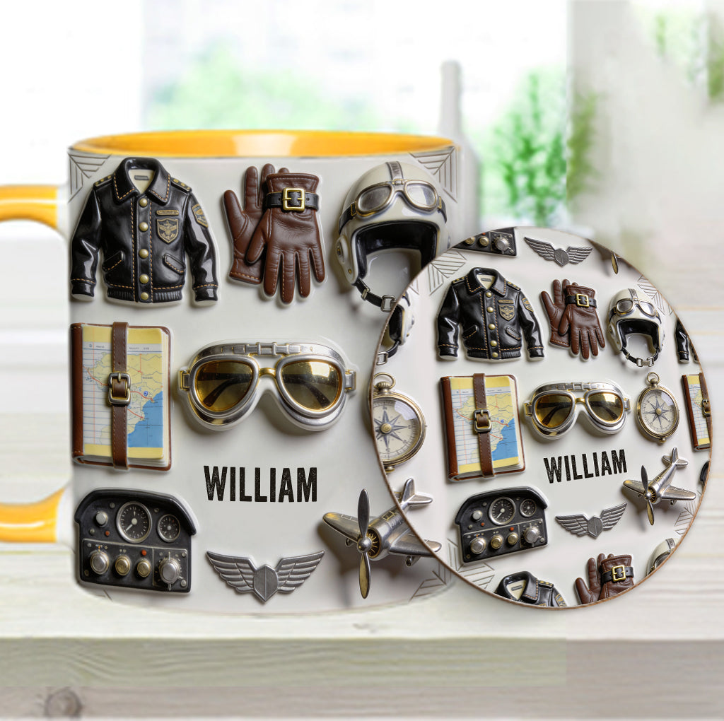 Taste Flight - Personalized Pilot Accent Mug & Coaster