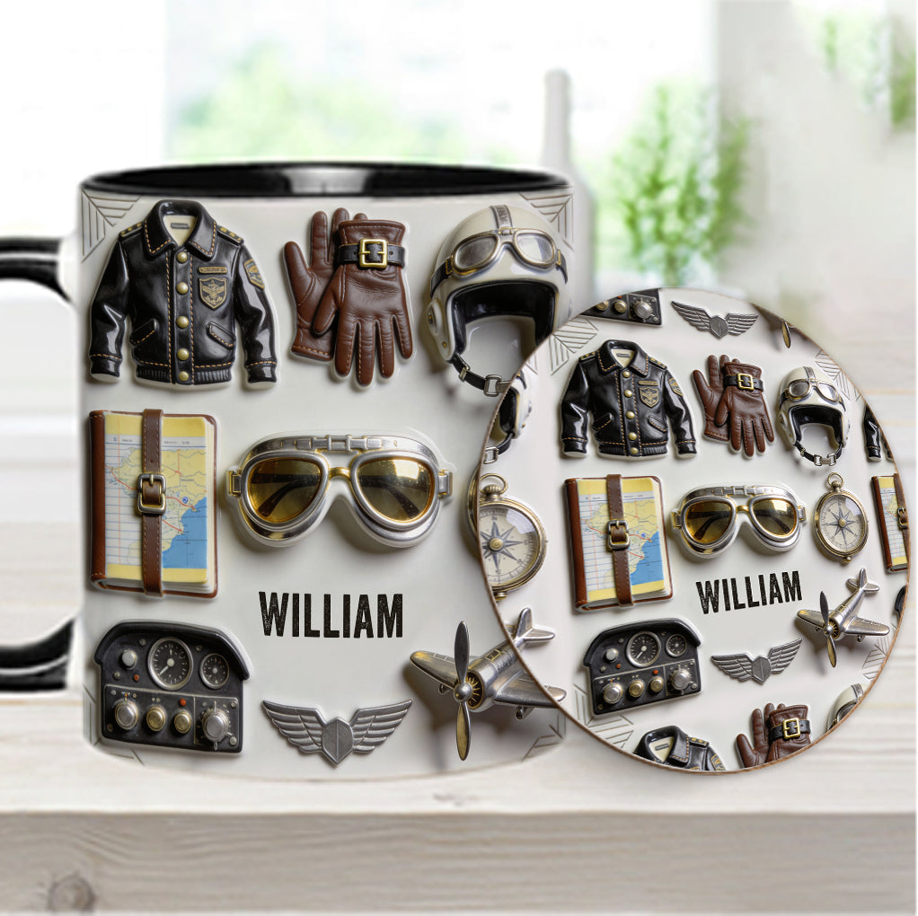Taste Flight - Personalized Pilot Accent Mug & Coaster