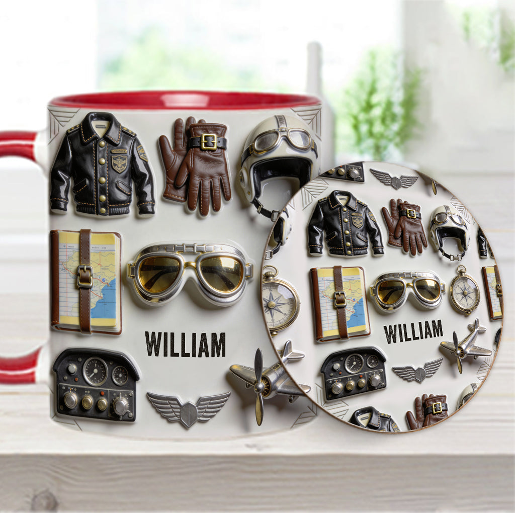 Taste Flight - Personalized Pilot Accent Mug & Coaster