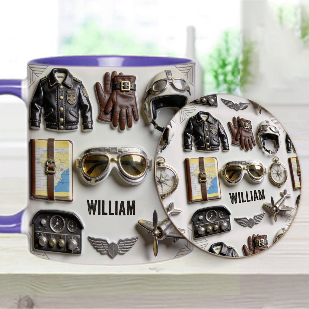 Taste Flight - Personalized Pilot Accent Mug & Coaster