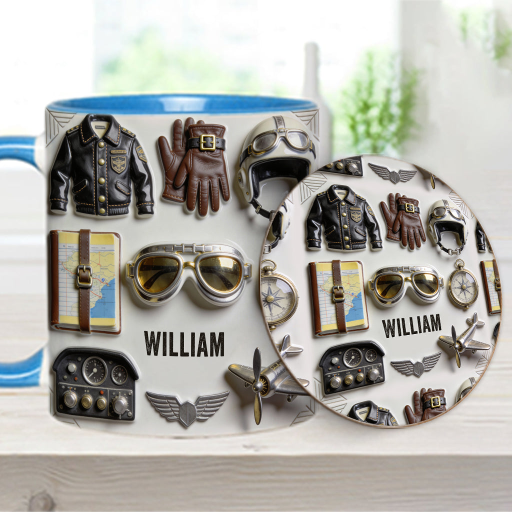 Taste Flight - Personalized Pilot Accent Mug & Coaster