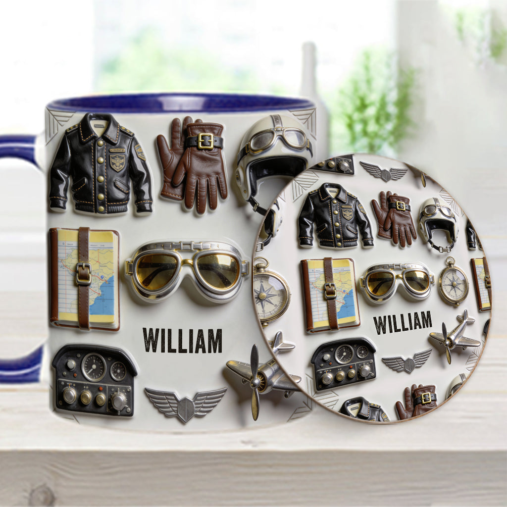 Taste Flight - Personalized Pilot Accent Mug & Coaster