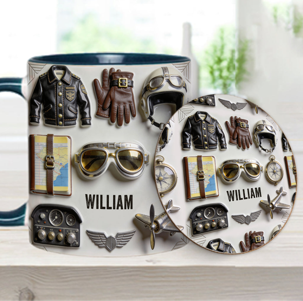 Taste Flight - Personalized Pilot Accent Mug & Coaster