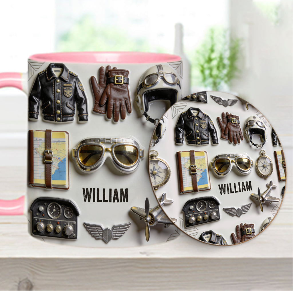 Taste Flight - Personalized Pilot Accent Mug & Coaster
