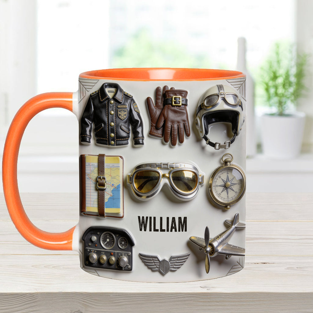 Taste Flight - Personalized Pilot Accent Mug & Coaster
