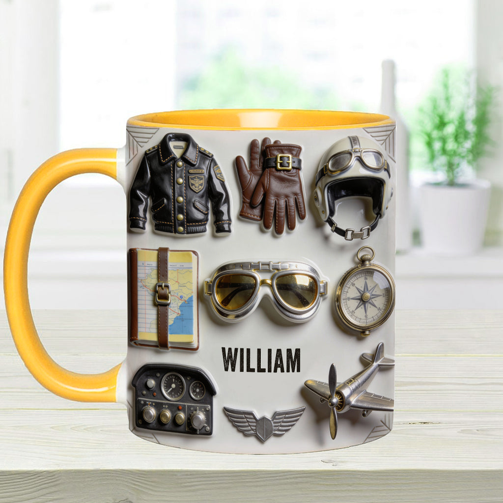 Taste Flight - Personalized Pilot Accent Mug & Coaster