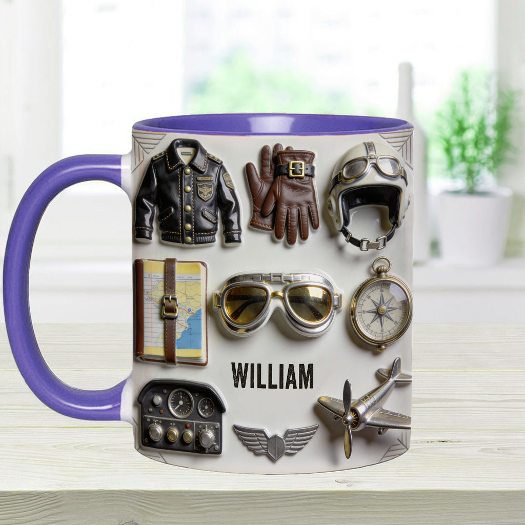 Taste Flight - Personalized Pilot Accent Mug & Coaster