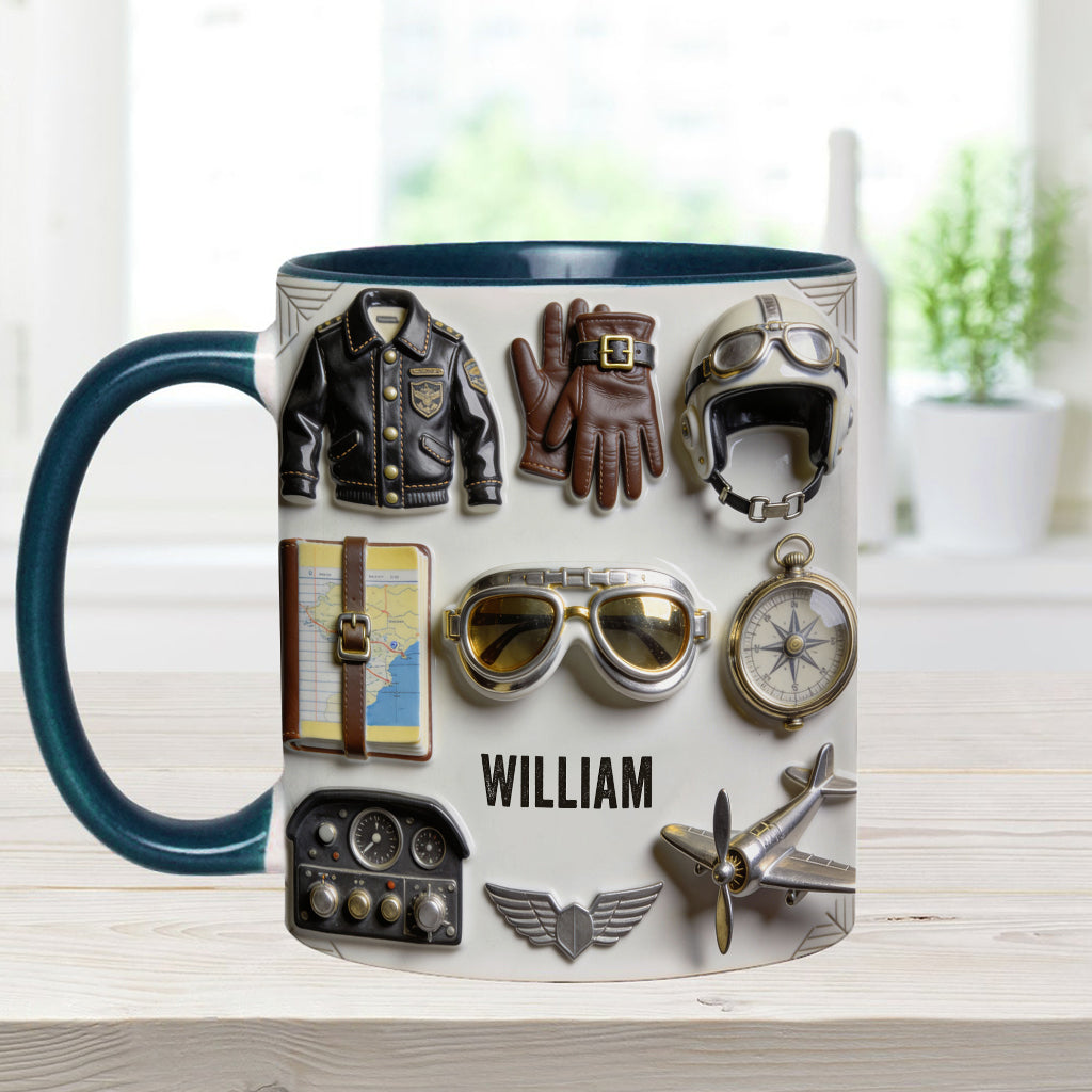 Taste Flight - Personalized Pilot Accent Mug & Coaster