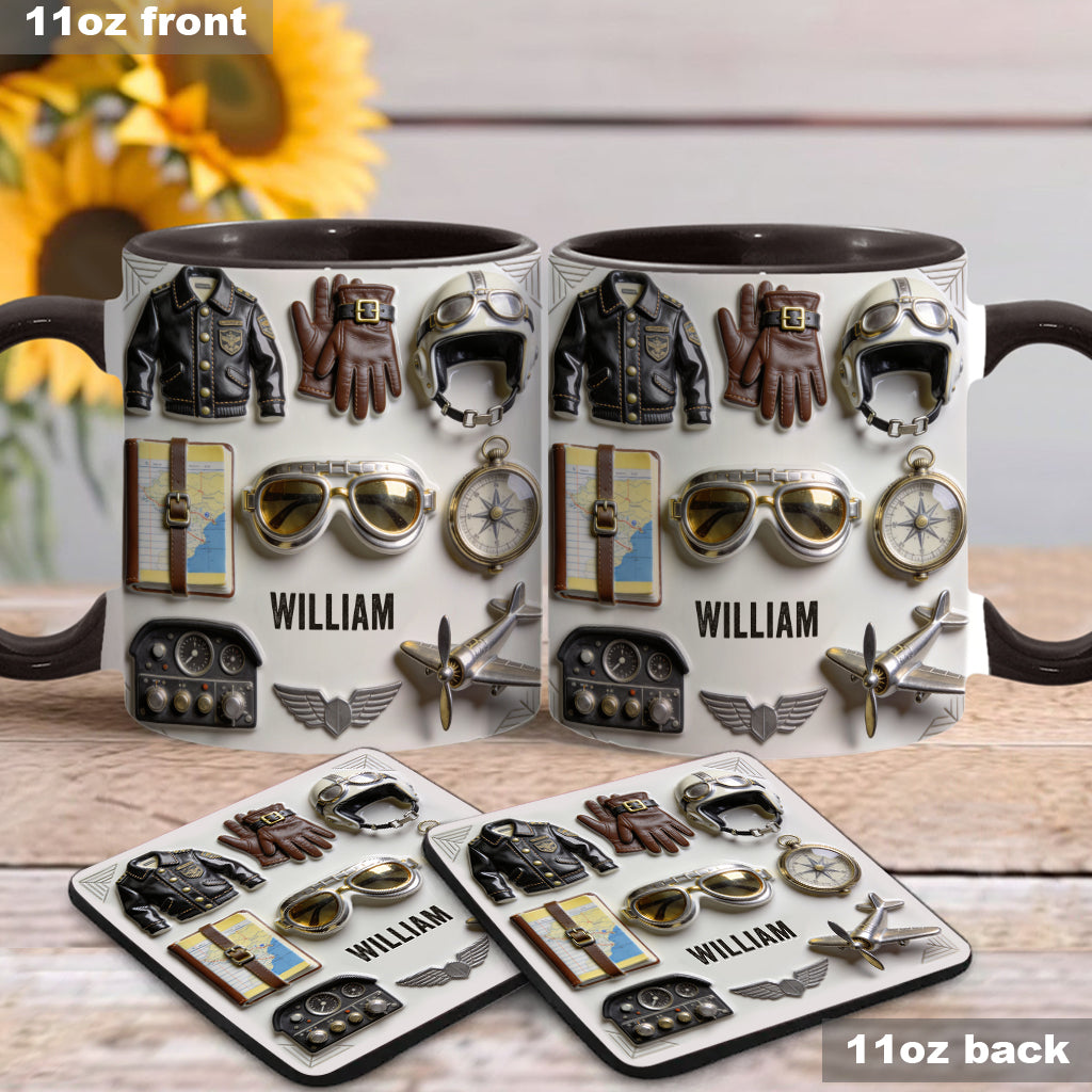 Taste Flight - Personalized Pilot Accent Mug & Coaster