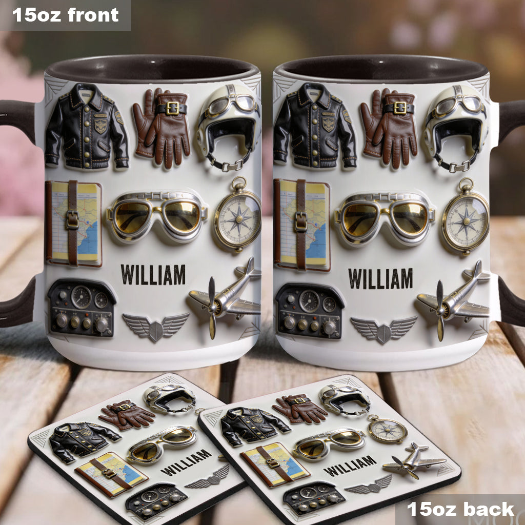Taste Flight - Personalized Pilot Accent Mug & Coaster