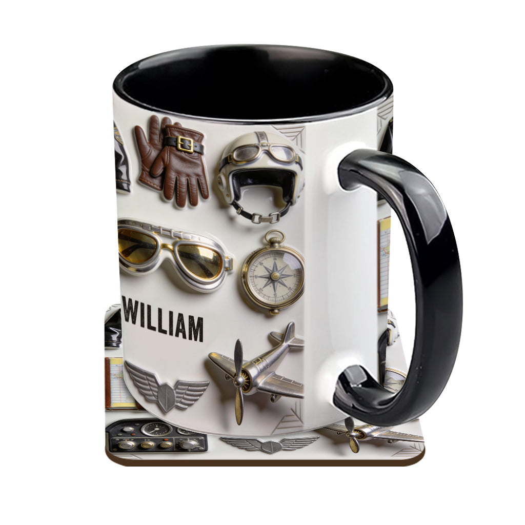 Taste Flight - Personalized Pilot Accent Mug & Coaster