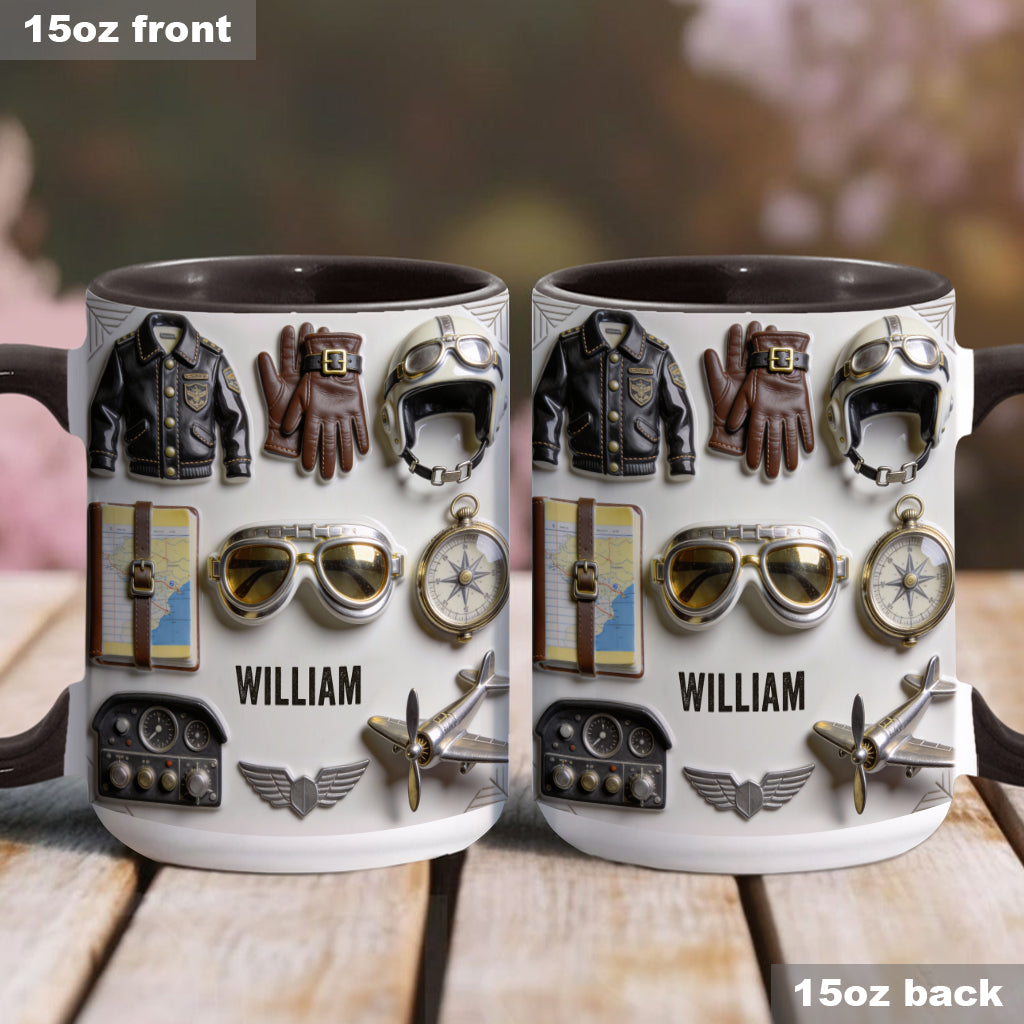 Taste Flight - Personalized Pilot Accent Mug & Coaster