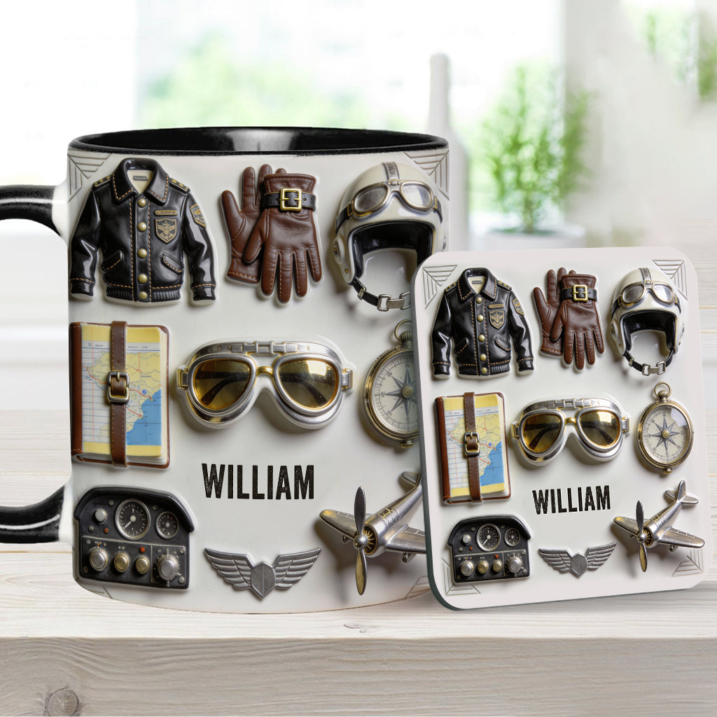 Taste Flight - Personalized Pilot Accent Mug & Coaster
