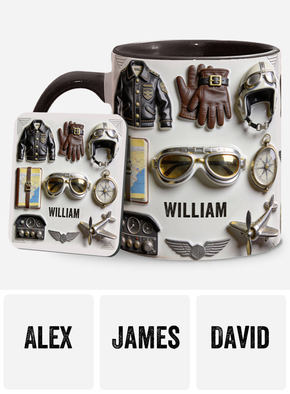 Taste Flight - Personalized Pilot Accent Mug & Coaster