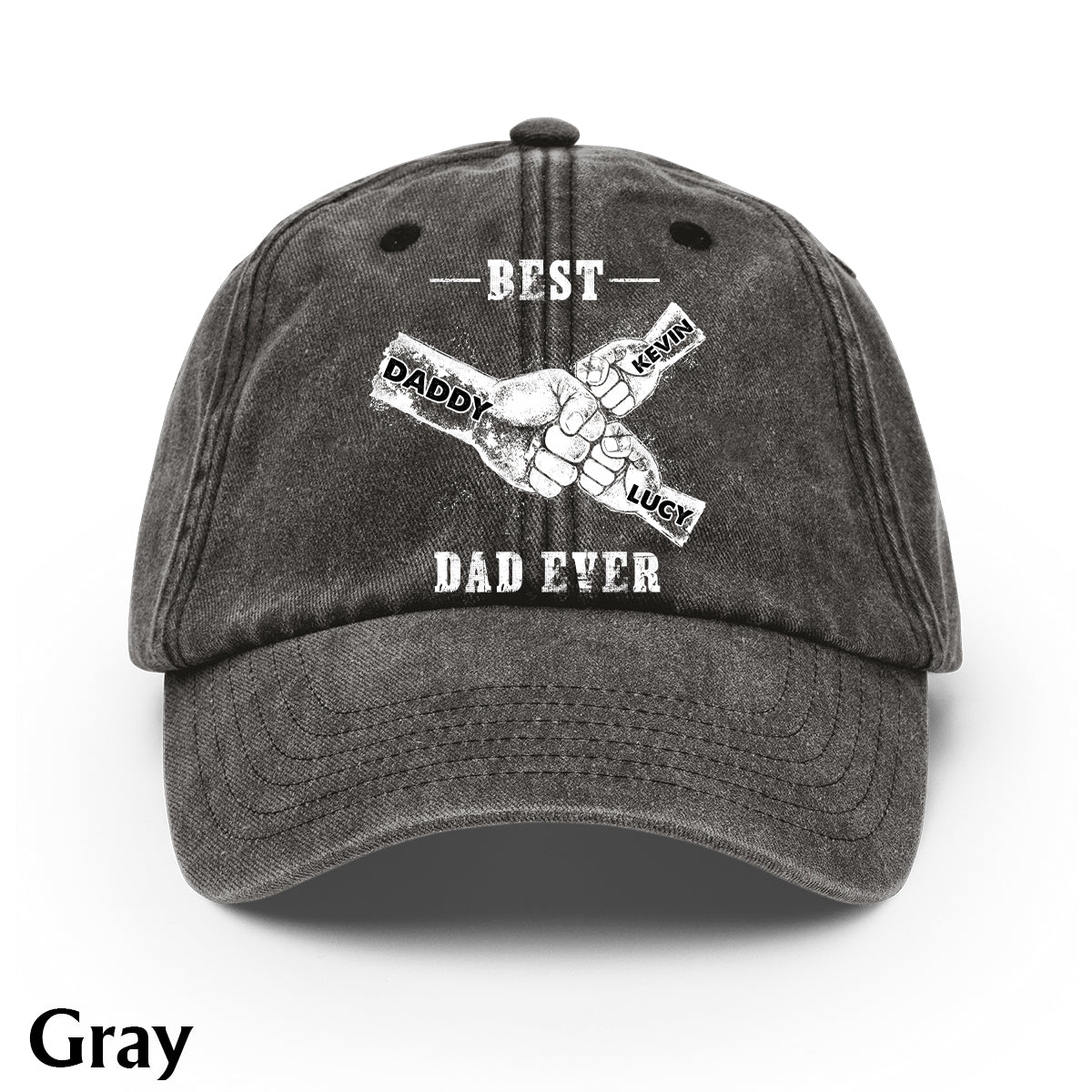 Best Dad Ever - Personalized Father Washed Denim Cap