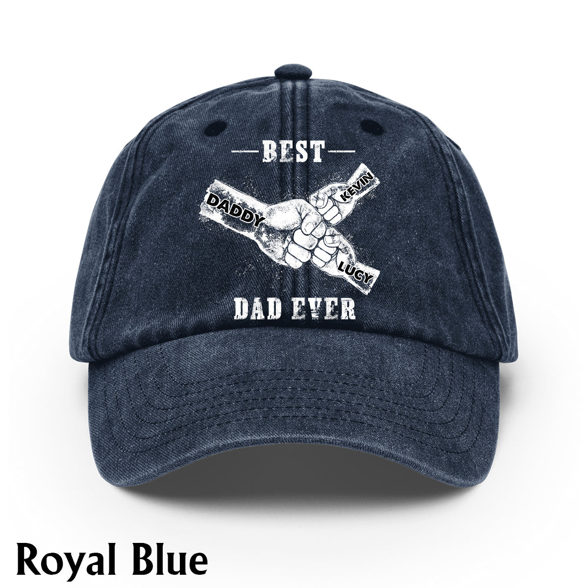 Best Dad Ever - Personalized Father Washed Denim Cap