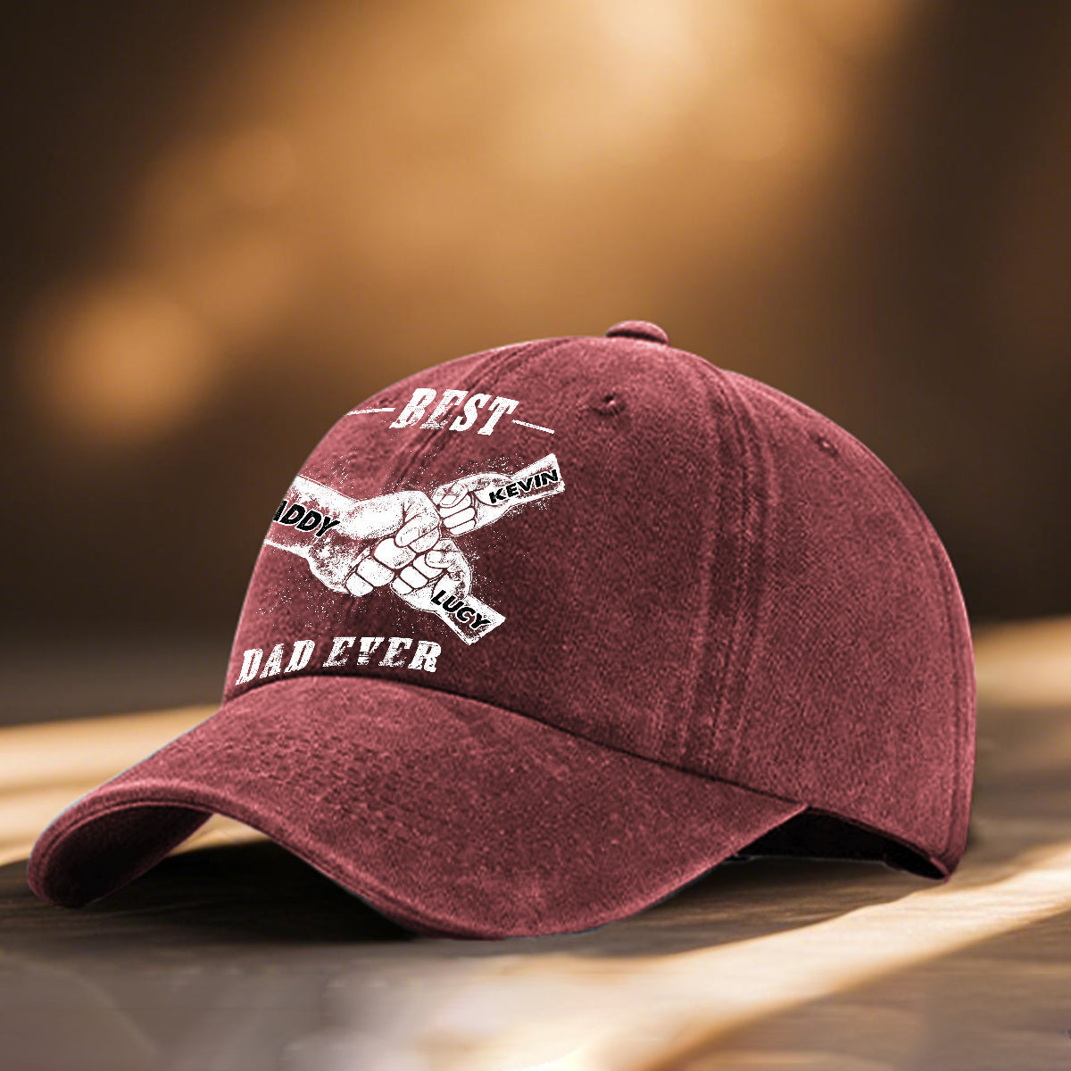 Best Dad Ever - Personalized Father Washed Denim Cap