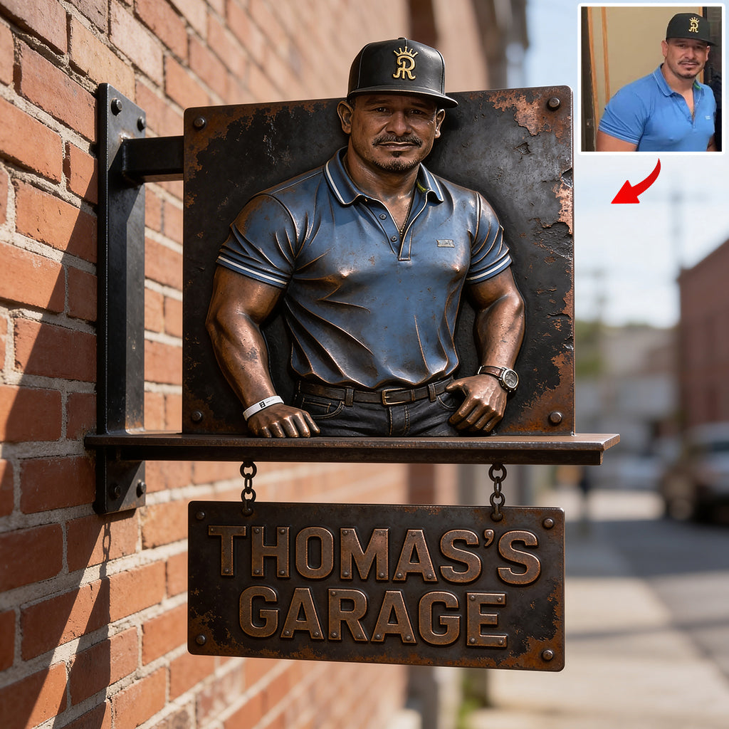 Individuelles Garagenschild nach Foto – Personalisiertes Garagenschild aus Holz zur Wandmontage