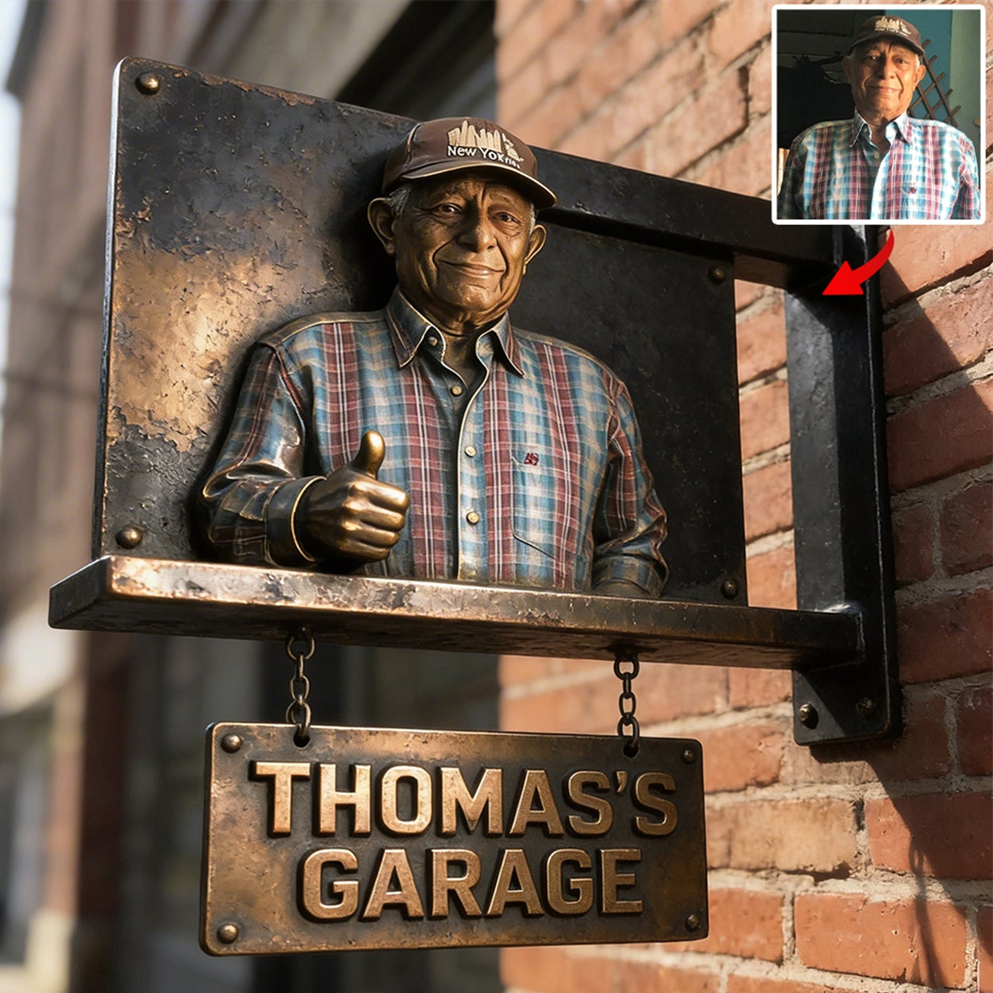 Individuelles Garagenschild nach Foto – Personalisiertes Garagenschild aus Holz zur Wandmontage