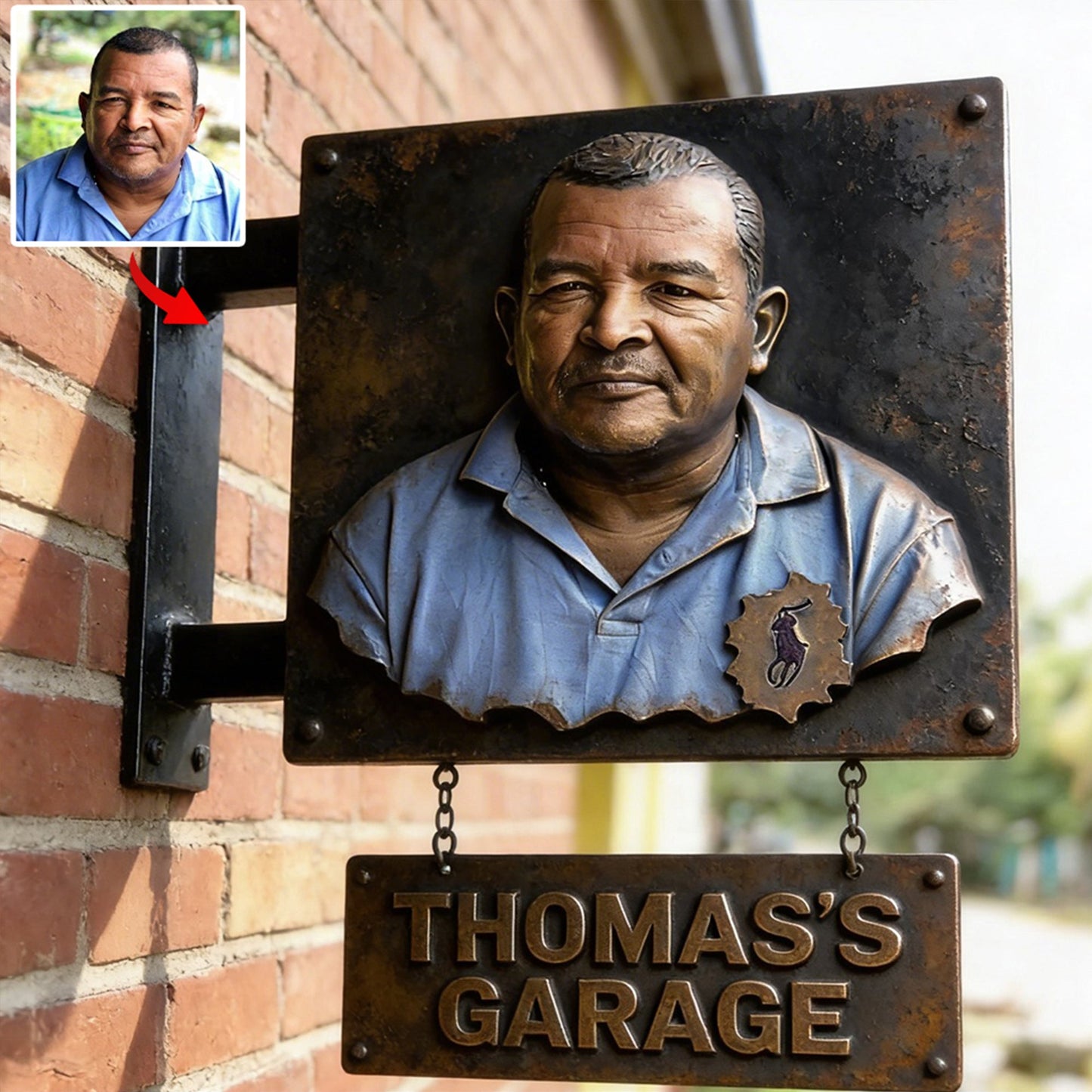 Individuelles Garagenschild nach Foto – Personalisiertes Garagenschild aus Holz zur Wandmontage