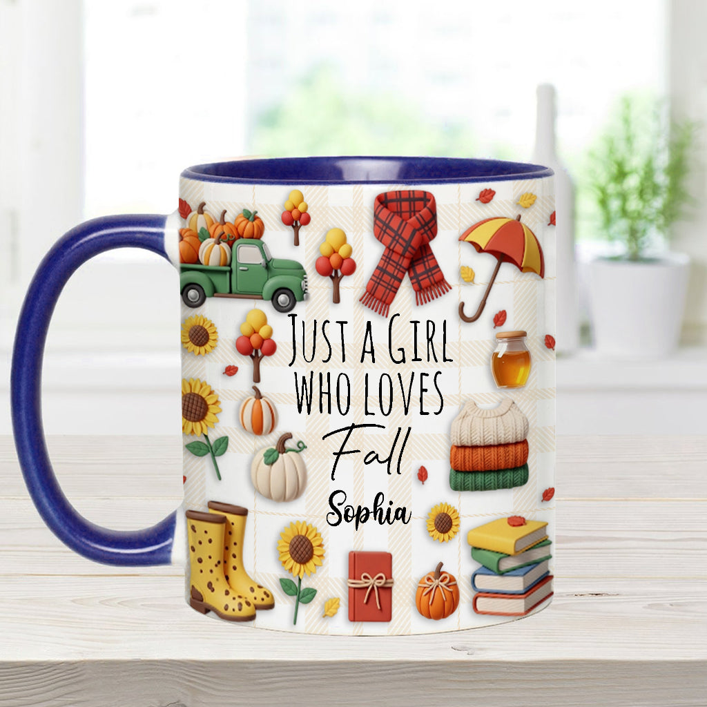 Just A Girl Who Loves Fall - Personalized Autumn Accent Mug