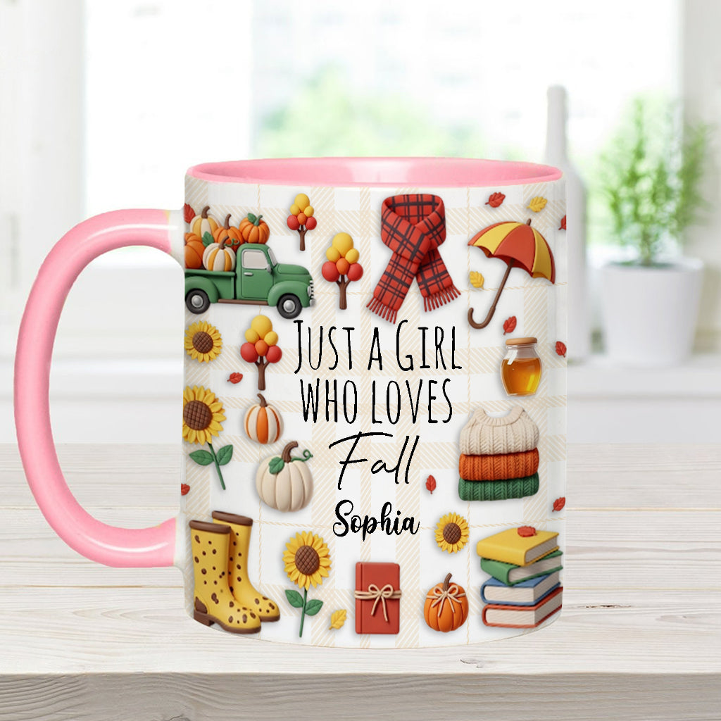 Just A Girl Who Loves Fall - Personalized Autumn Accent Mug