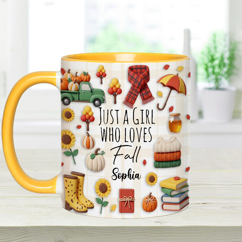Just A Girl Who Loves Fall - Personalized Autumn Accent Mug