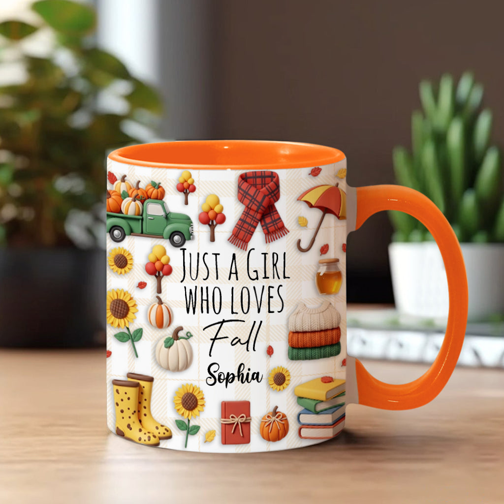 Just A Girl Who Loves Fall - Personalized Autumn Accent Mug