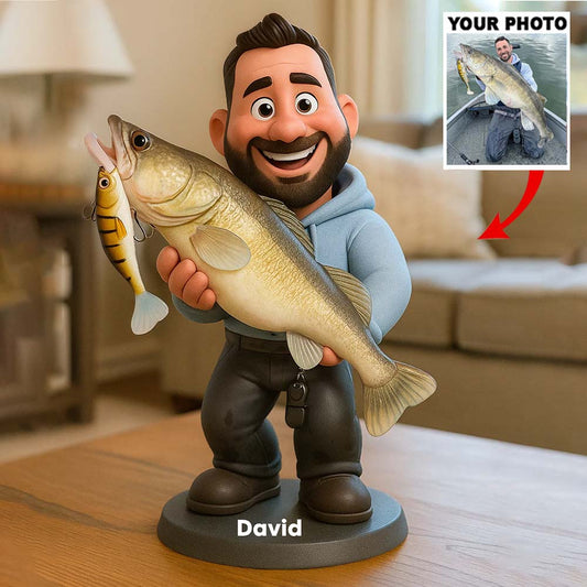 Angelbegeisterung – Personalisierte Acrylplakette in individueller Angelform