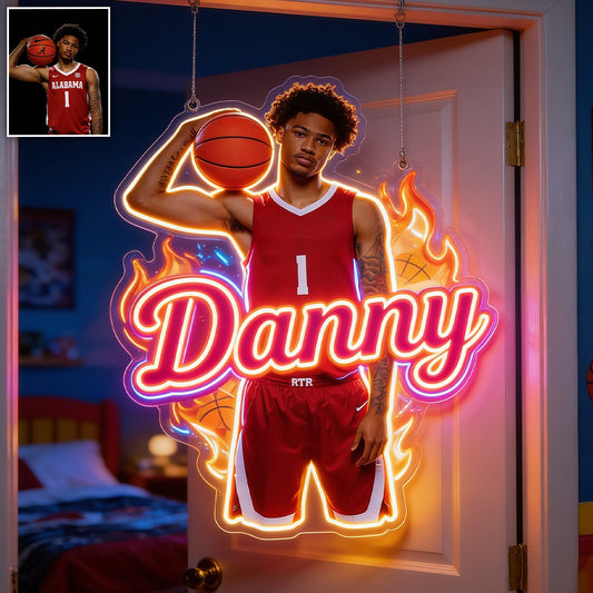 Baseball, Fußball, Basketball, Volleyball... Sportliebhaber - Personalisierte Kinder Neon LED Lichtsign