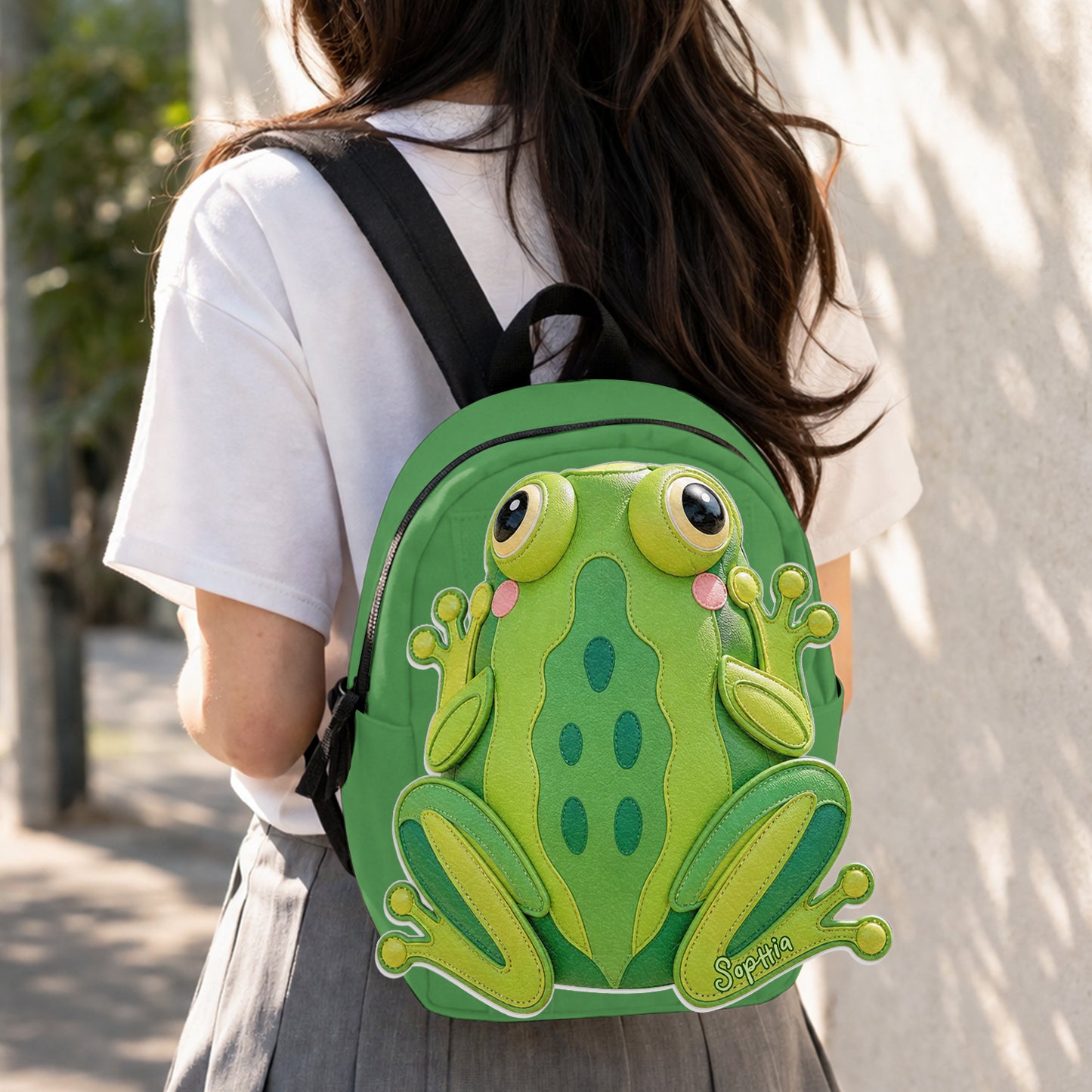 For Who Love Frogs - Personalized Frog Changeable Leather Patch Backpack