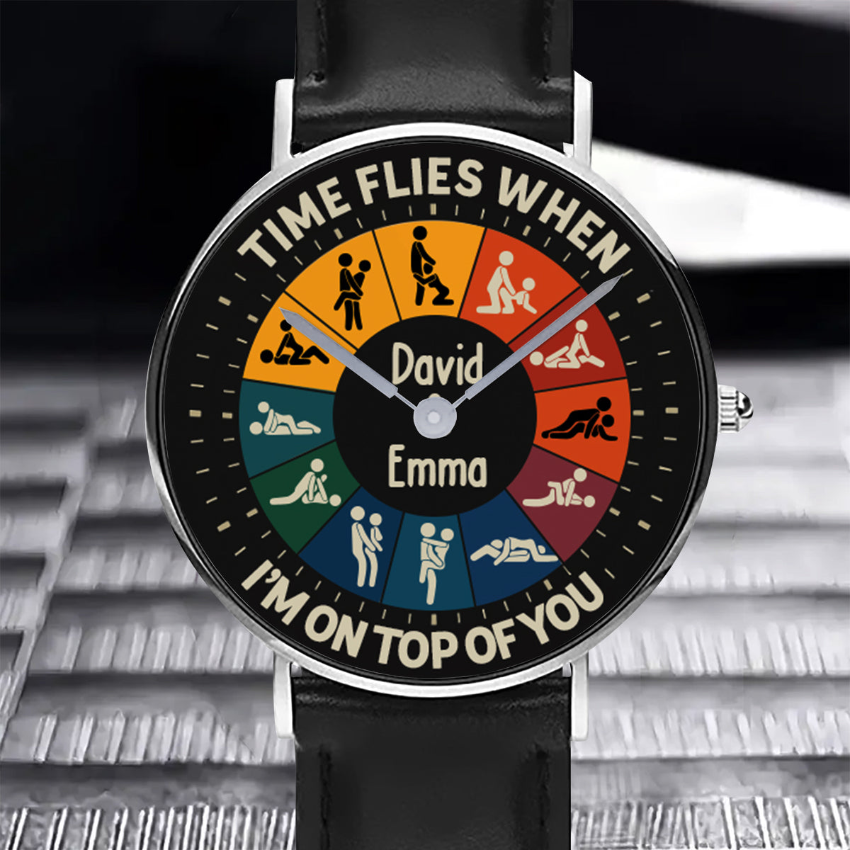Die Zeit vergeht wie im Flug, wenn ich bei dir bin – personalisierte Partneruhr