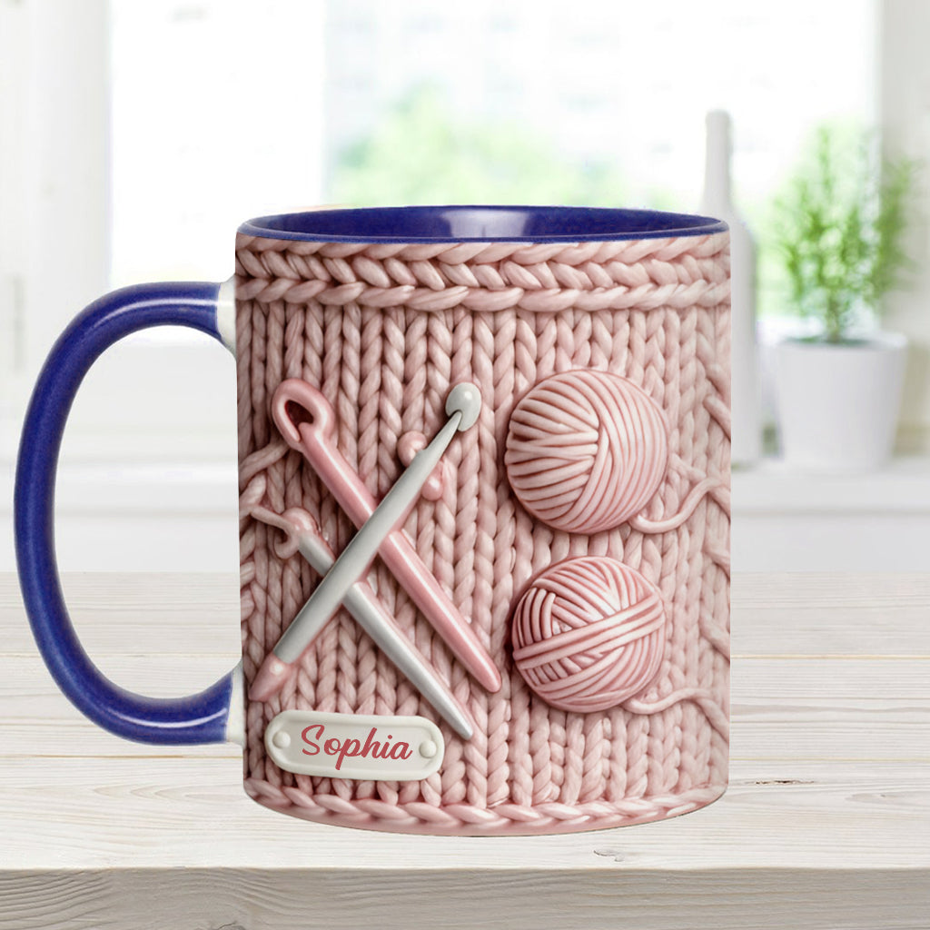 Ich liebe Häkeln – Personalisierte Tasse mit Häkelmotiv