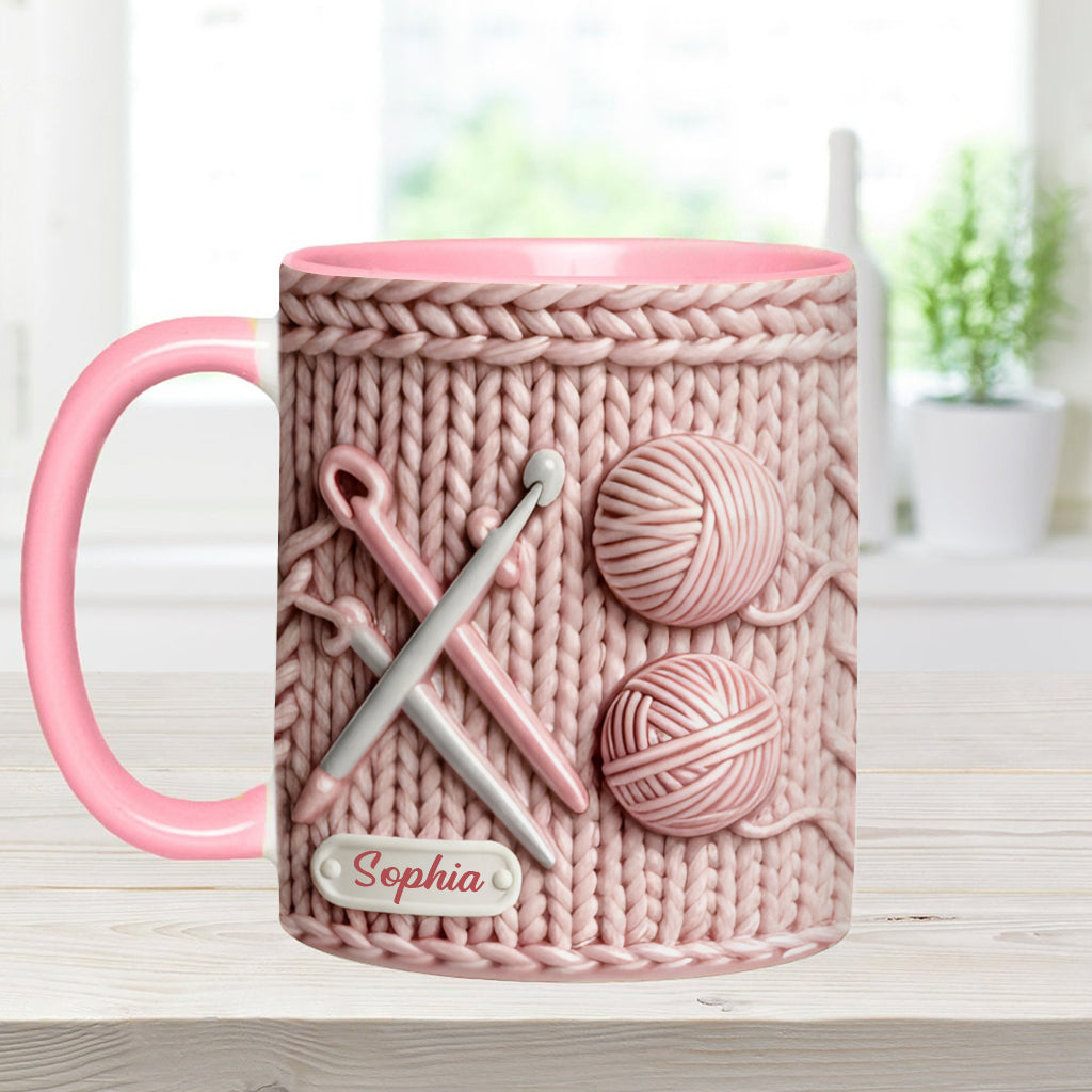 Ich liebe Häkeln – Personalisierte Tasse mit Häkelmotiv