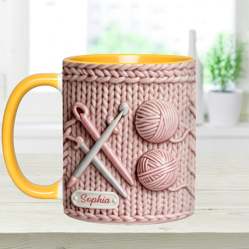Ich liebe Häkeln – Personalisierte Tasse mit Häkelmotiv