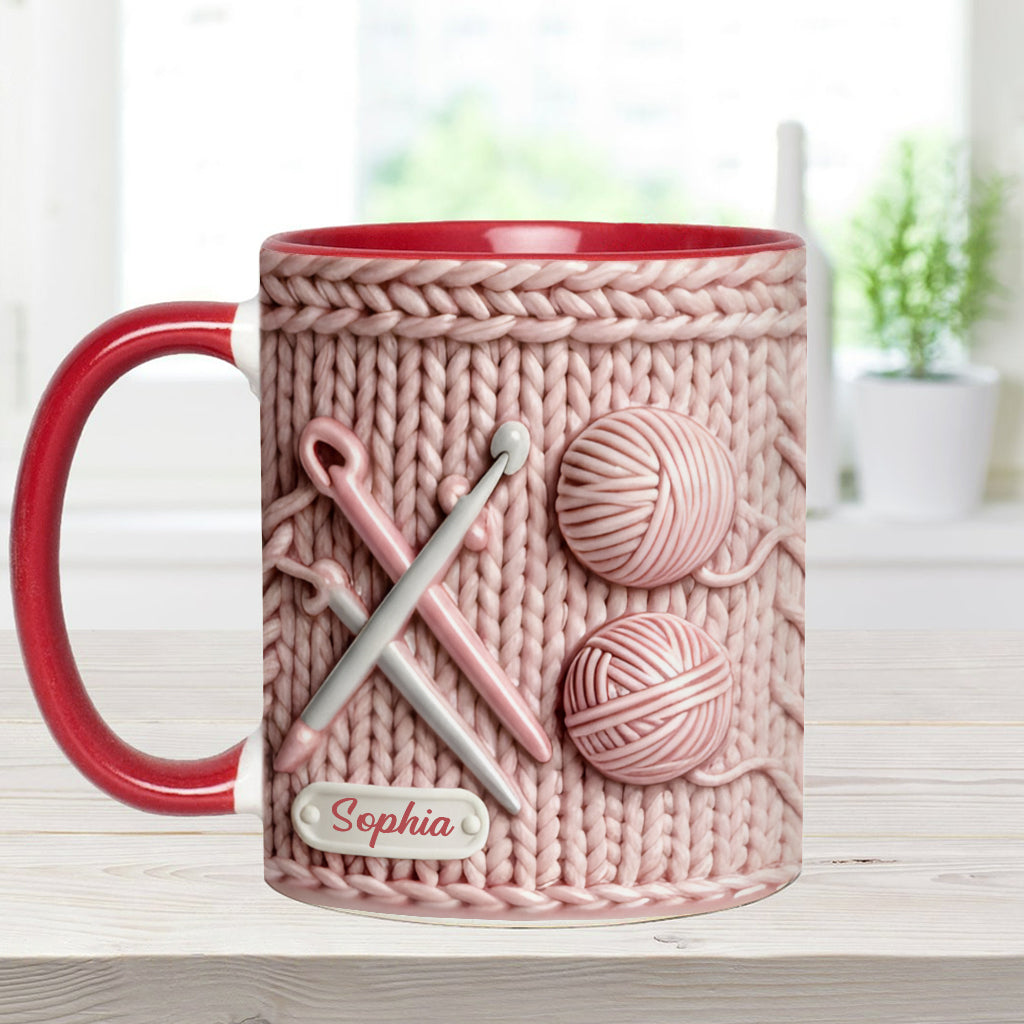 Ich liebe Häkeln – Personalisierte Tasse mit Häkelmotiv