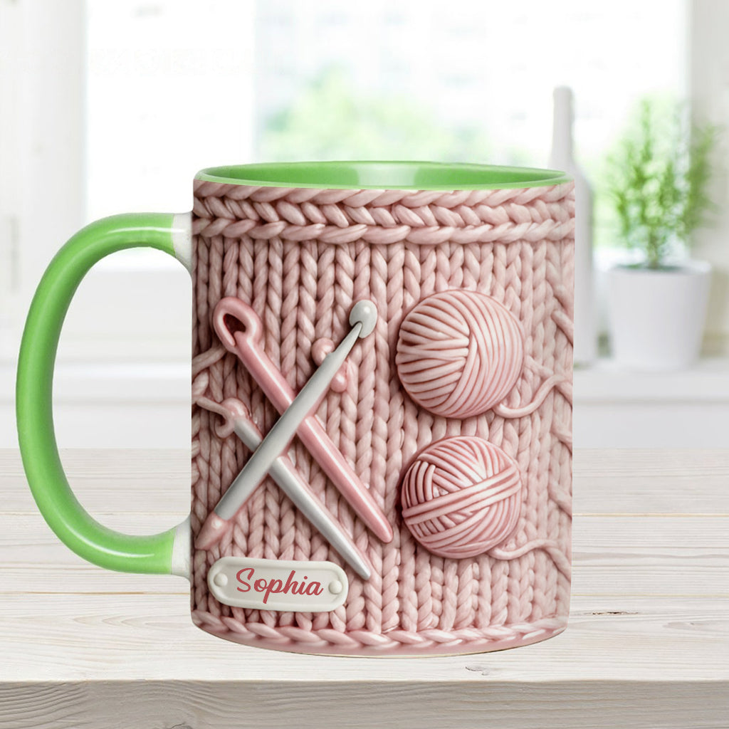 Ich liebe Häkeln – Personalisierte Tasse mit Häkelmotiv