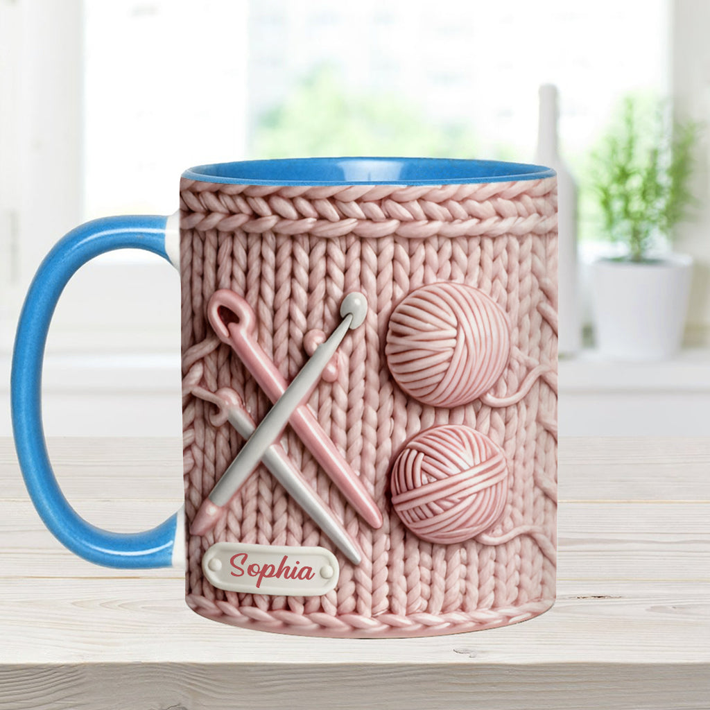 Ich liebe Häkeln – Personalisierte Tasse mit Häkelmotiv