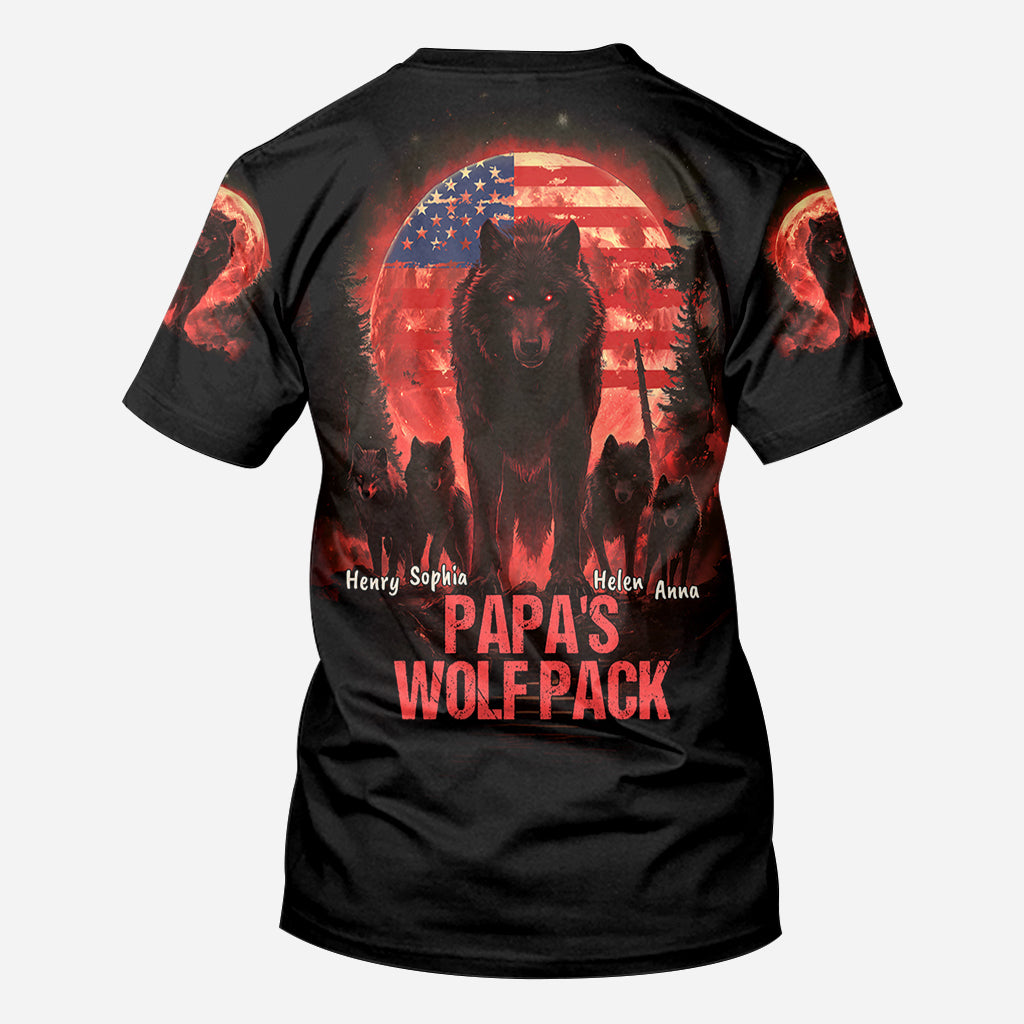 Papa Wolf Pack - Personalized Father All Over Shirt