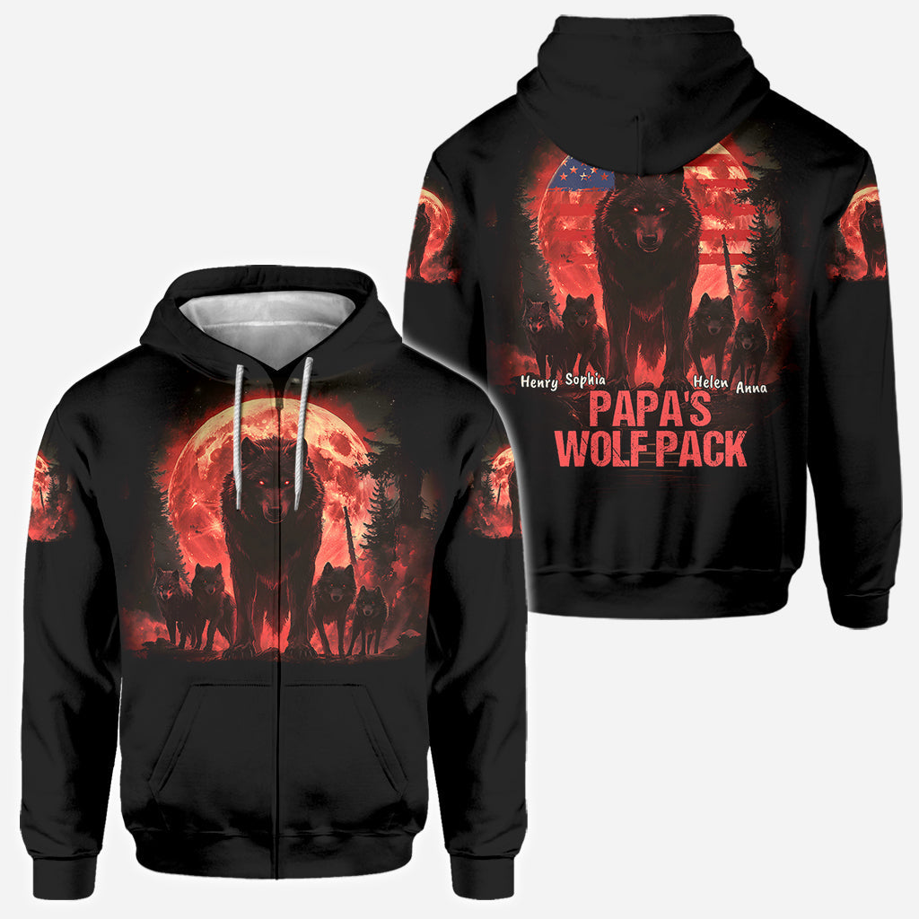 Papa Wolf Pack - Personalized Father All Over Shirt