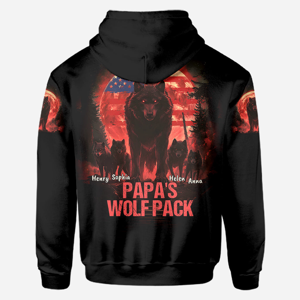 Papa Wolf Pack - Personalized Father All Over Shirt
